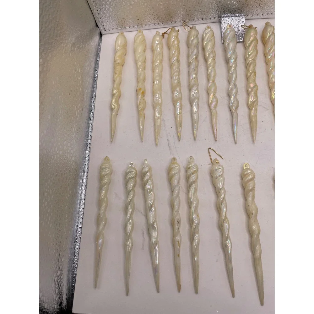 Set of‎ 25 Iridescent Twisty Icicle Christmas Ornaments Hanging Decor